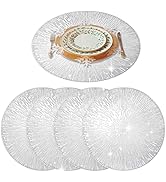GIVERARE Placemats Set of 4, Round Heat-Resistant Vinyl Placemat, 15 inch Non-Slip Washable PVC T...