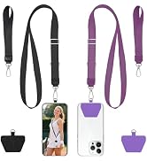 takyu Phone Lanyard, 2 Pack Adjustable Anti-Drop Neck/Wrist Strap with 2 Pcs Tether Patches, Secu...
