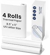 Thermal Paper 8.5" x 11" US Letter Size, 4 Rolls Quick-Dry Thermal Printer Paper, Compatible with...