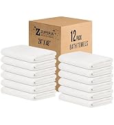 ZUPERIA White Bath Towels Bulk - 24 x 48 Inches, 100% Cotton Economy Light Weight Towels for Comm...
