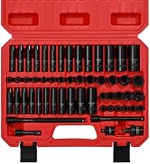 CASOMAN 55PCS 1/4-Inch Drive Impact Socket Set, Shallow & Deep, 5/32 Inch - 9/16 Inch, 4mm - 15mm...