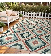 Indoor Outdoor Area Rug 8x10 Modern Geometric Pattern Gradient Color Washable Easy Clean Outdoor ...