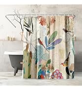 Americanflat 71x74 Floral Shower Curtain - 100% Polyester Shower Curtain with 12 Hooks - Shower C...