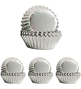 Silver Foil Cupcake Liners For Baking 300pcs Baking Cups Thick & Sturdy, Oil Resistance,Muffin Li...