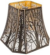 Square Cut Corner Metal Lamp Shades, 7" Top x 12" Bottom x 10.5" High Medium Bell Lampshade (Spid...