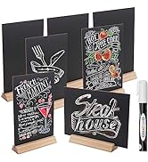 Mini Chalkboard Signs with Base Stands, Set of 6 Double Side 6 x 9 Inch Vintage Wooden Tabletop C...
