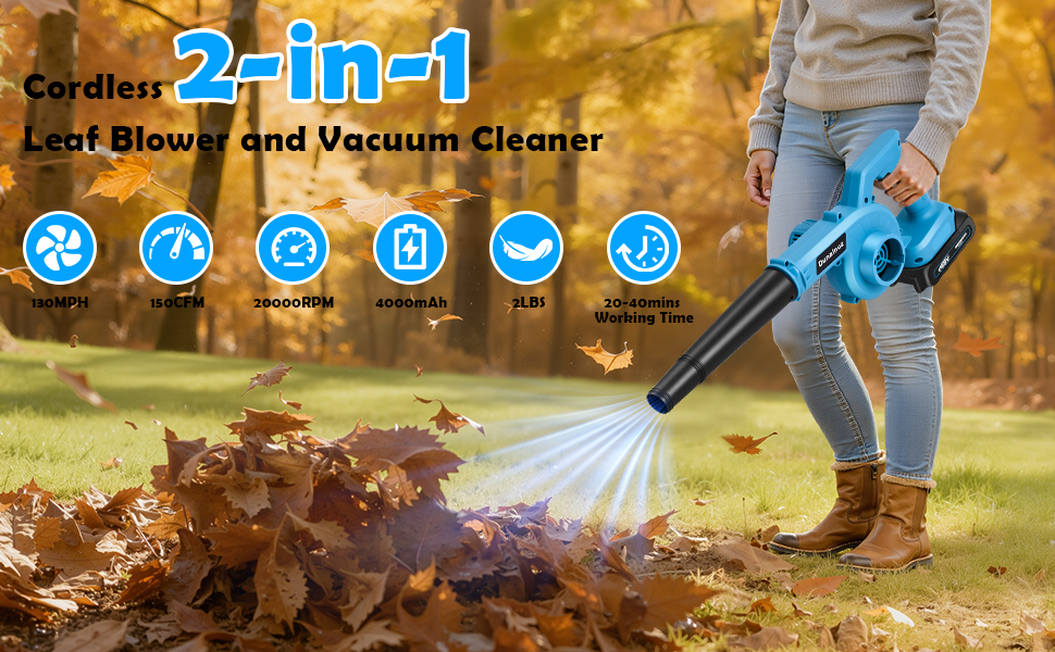 leaf blower cordless with battery and charger, blowers for lawn care, electric leaf blower