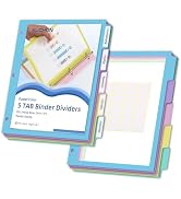 XUCHUN Binder Dividers,5 Tab Dividers Clear Plastic Subject dividers with Tab,for 3 Ring Binder,C...
