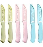 WWZJ 6 Pack Ceramic Paring Knife with Knife Cover, Lightweight Ceramic Knives, Fruit and Vegetabl...