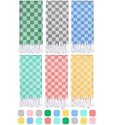 6 Packs Checkered Plaid Turkish Beach Towel Beach Blanket Sandproof Fast Drying Extra Large Palm ...