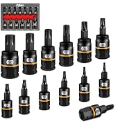 Zhax 13pcs Torx Bit Socket Set, 1/4”, 3/8”, 1/2” Drive T8-T60 Star Bits | Outer Hex Socket, Wide ...