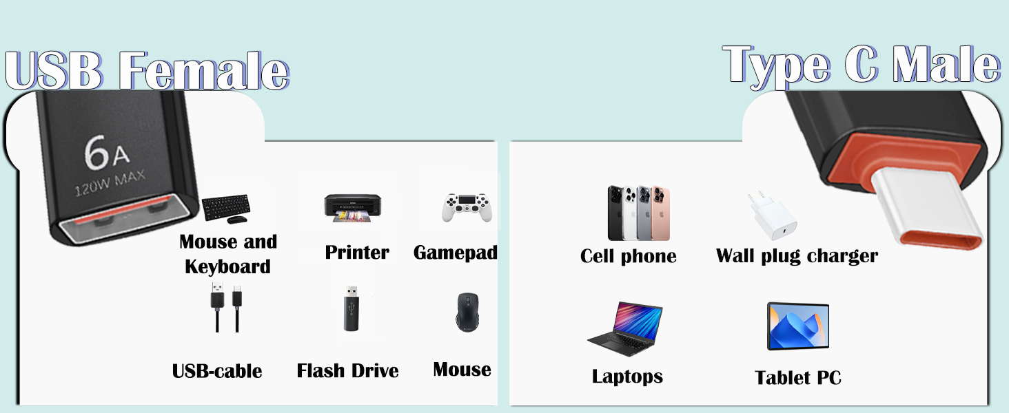 usb to usb c adapter converter type c male to usb fema1le adapter