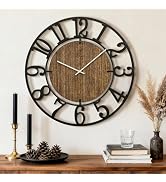 Tempospark Large Wall Clocks, 20.5" Black Big Wall Clock for Living Room Decorative by Battery Op...