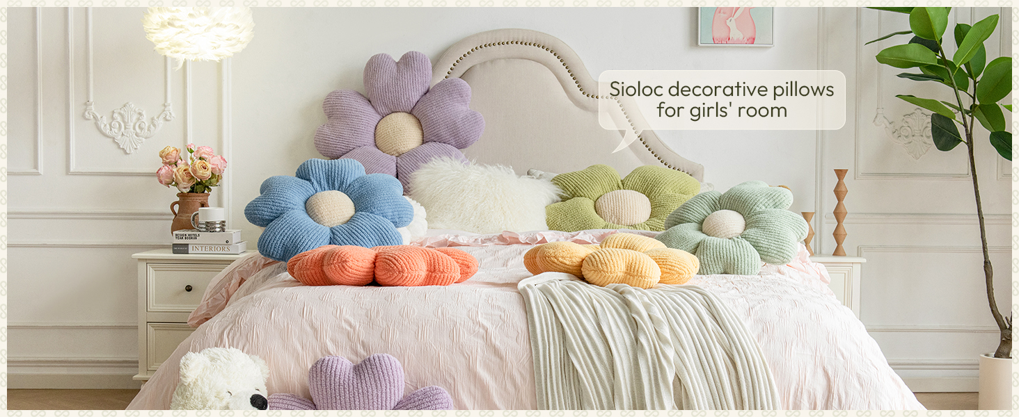Sioloc decorative pillows for girls' room