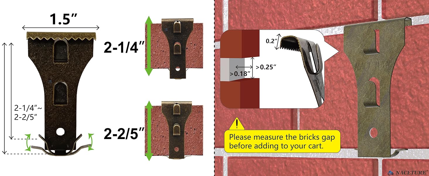 NACETURE HEAVY-DUTY BRICK HANGER - No Need to Drill Holes in Your Walls