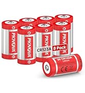 PKNOVA CR123A Battery, 8 Count, CR123A Lithium Batteries, Full Powered 3 Volt 123 Batteries for H...
