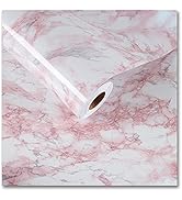 CRE8TIVE Pink Marble Contact Paper Waterproof 24"x118" Wide Pink Marble Wallpaper Peel and Stick ...
