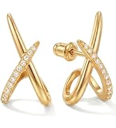 Gold Earrings for Women Trendy,14K Gold Stud Earrings Dainty Earrings Simple Minimalist Cubic Zir...