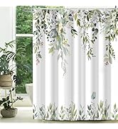 CTOTSYC Eucalyptus Shower Curtains for Bathroom, Sage Green Watercolor Leaves with Floral Shower ...