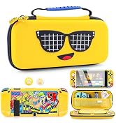 RHOTALL 7 in 1 Yellow Carrying Case Set for Nintendo Switch ,Portable Traveler Accessories bundle...