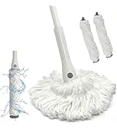 TRENNCHI Self Wringing Mop for Floor Cleaning with 2 Reusable Heads, Easy Wringing Twist Mop with...