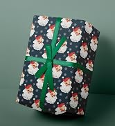 Riukiu Navy Blue Christmas Wrapping Paper for Kids Adults - Santa Wrapping Paper with Snowman, Ch...