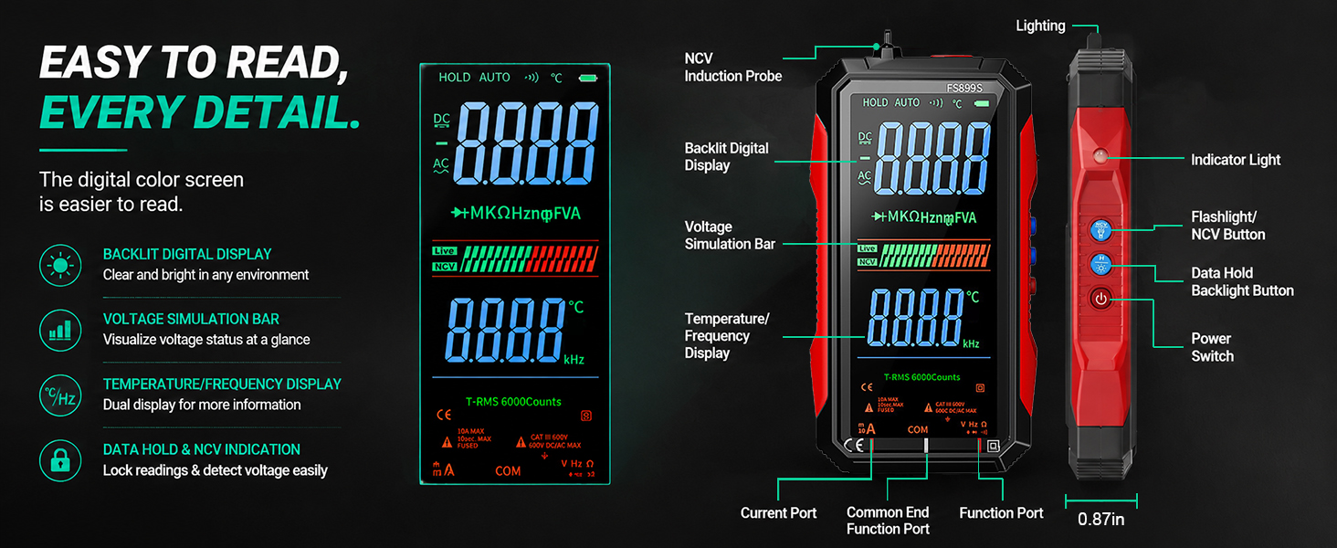 2026 Upgraded FS899L Digital Multimeter