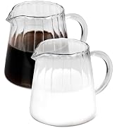 Loscarol 2 Pcs Creamer Pitcher, Elegant Wave Shaped Glass Milk Pitcher, for Coffee, Tea, Serving ...