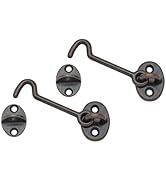 QCAA Forged Brass Cabin Hook Latch & Eye, 3", Antique Copper, 2 Pack, Made in Taiwan
