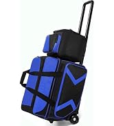 JMIANeodark 3 Ball Bowling Bags with Wheels and Shoes Compartment, Roller with Multipocket, 2 Bal...