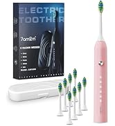 7AM2M Sonic Electric Toothbrush for Adults and Kids, with 8 Brush Heads and Travel Case,5 Modes w...