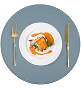 15" Faux Leather Round Placemats Set of 4, Vinyl Heat Resistant Place Mats, Waterproof Wipeable W...