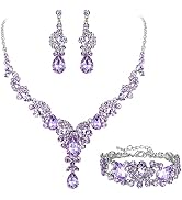 EVER FAITH Rhinestone Crystal Bridal Art Deco Floral Wave Teardrop Necklace Earrings Bracelet Jew...