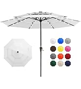 JEAREY 3 Tiers Patio Umbrella with Solar Lights