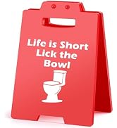MQCLYSG Funny Bathroom Toliet Sign Decoration Decor Life is Short Lick the Bowl,Washroom Funny Re...