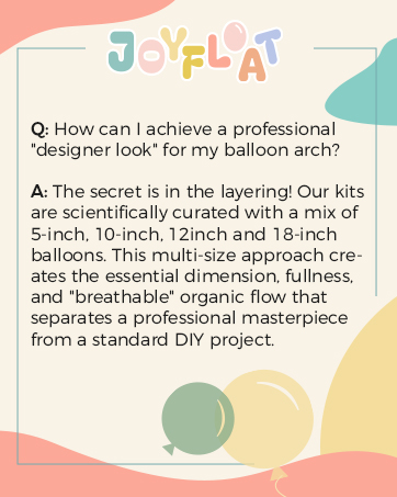 JOYFLOAT balloon arch kit with multi-size balloons for professional layered designer look