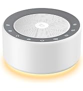 Kipcush White Noise Machine - Soft Non-Glare Nursery Lamp, 30 Soothing Sounds, 8 Color Lights, Ma...