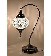 GOGERS Swan Neck Turkish Moroccan Lamp Handmade Stained Mosaic Glass Vintage Lamp Shade Bohemian ...