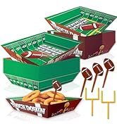 50-Piece Football Party Food Tray Box Kit - 30 Oil-Resistant Paper Snack Trays & 20 Goalpost and ...