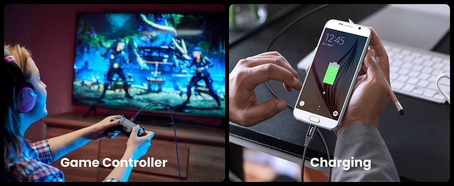 micro usb c android micro usb ps4 game console cable short to c 30cm usb-c braided cord otg charging