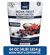Impact White Monk Fruit & Erythritol Sweetener Blend - Gluten Free, Zero Calories, Net Carbs, Ket...