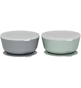 WeeSprout Suction Bowls for Baby & Toddlers (Set of 2) - 100% Silicone w/Plastic Lid - Leak Proof...