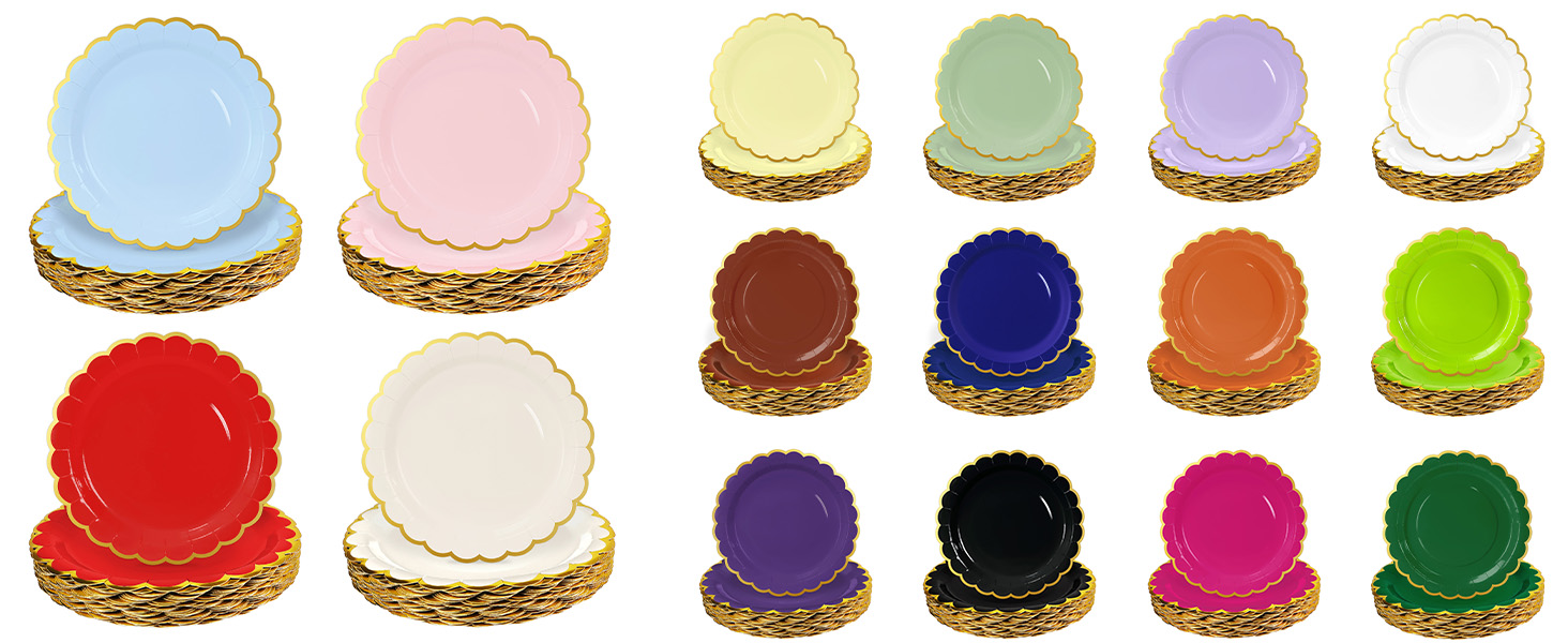 scalloped paper plates disposable dinner plates party plates birthday plates dessert plate gold foil