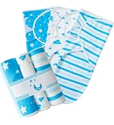 MOONLIGHT20015 Baby Swaddle Blanket 0-3 Months, Pack of 3-100% Cotton, Easy-Change Wrap for Newbo...