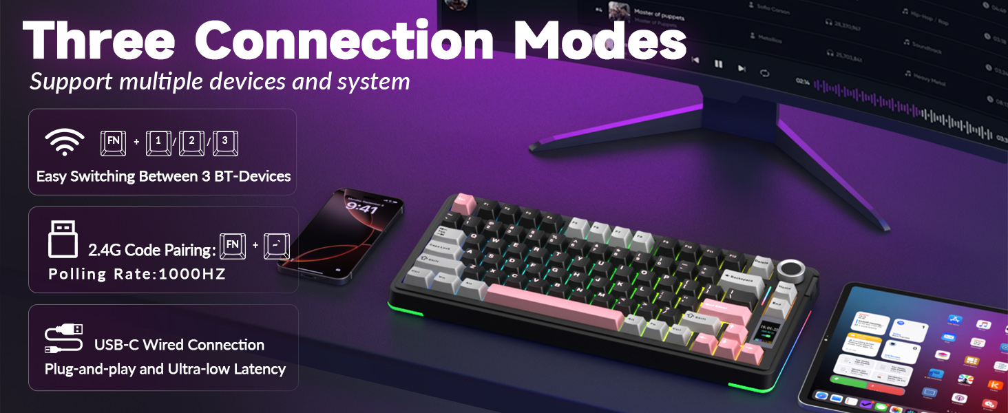 Tri-mode Mechanical Gaming Keyboard