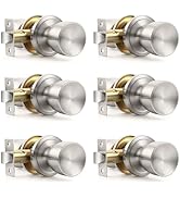 Brotima Brushed Nickel Passage Door Knobs Keyless Tulip Door Knob Closet Door Knobs Interior Non-...
