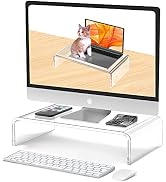 Beimu Acrylic Monitor Stand Riser Acrylic Laptop Stand for Desk Clear Computer Monitor Stand for ...