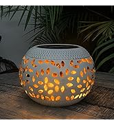 Table Solar Lights Outdoor Waterproof - Dancing Flickering Flame Lamp White Metal Tabletop Light ...
