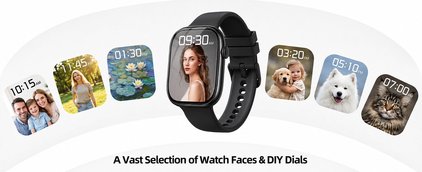 Select from various pre-made faces or upload your photos to create one-of-a-kind watch dials.