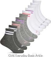 Fruit of the Loom Girls Everyday Basics Socks, Breathable with Half Cushion (Multi-Packs)